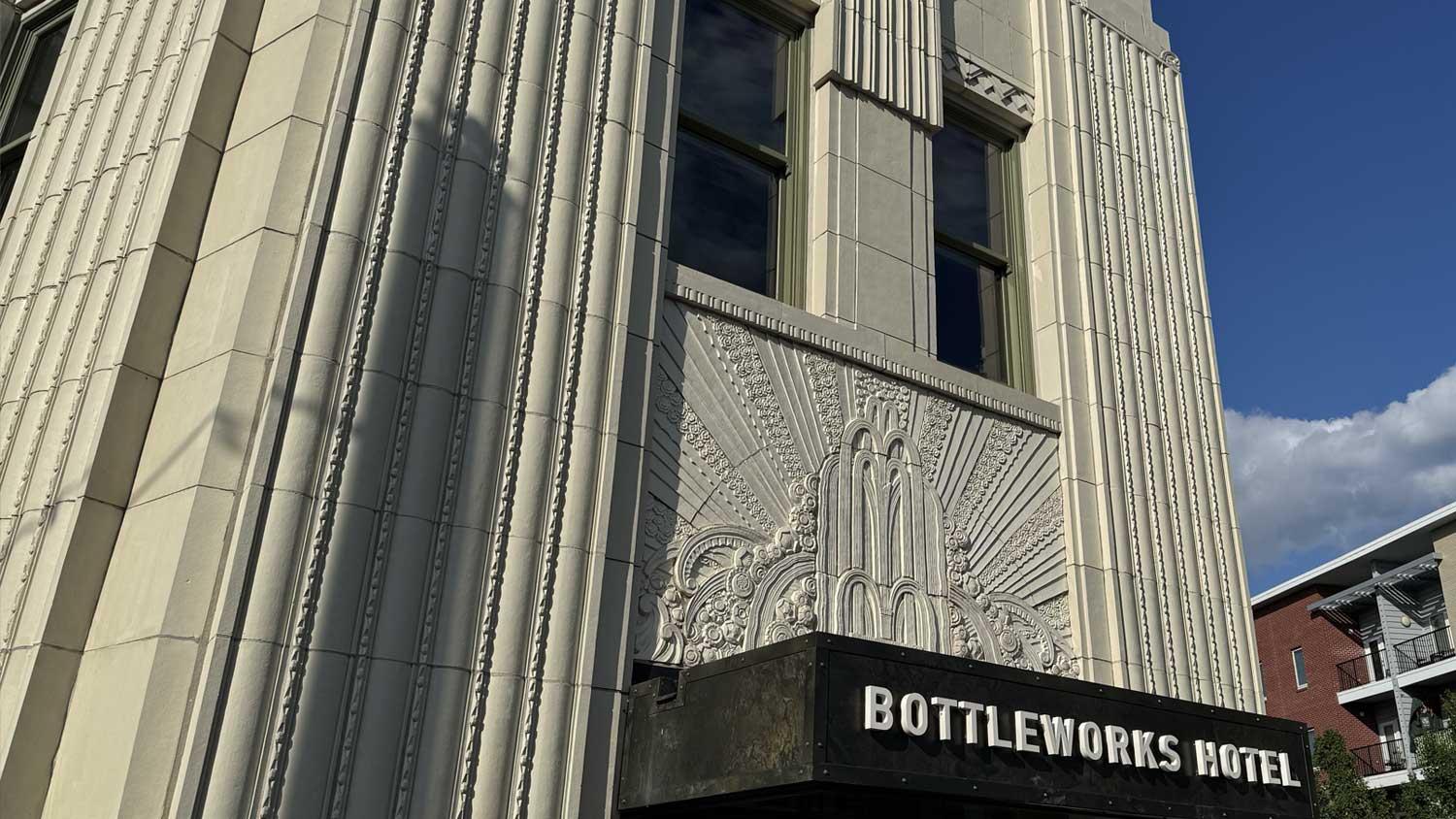The Bottleworks Hotel, a historic former Coca-Cola bottling plant, rich in art deco design and clad in terra cotta.